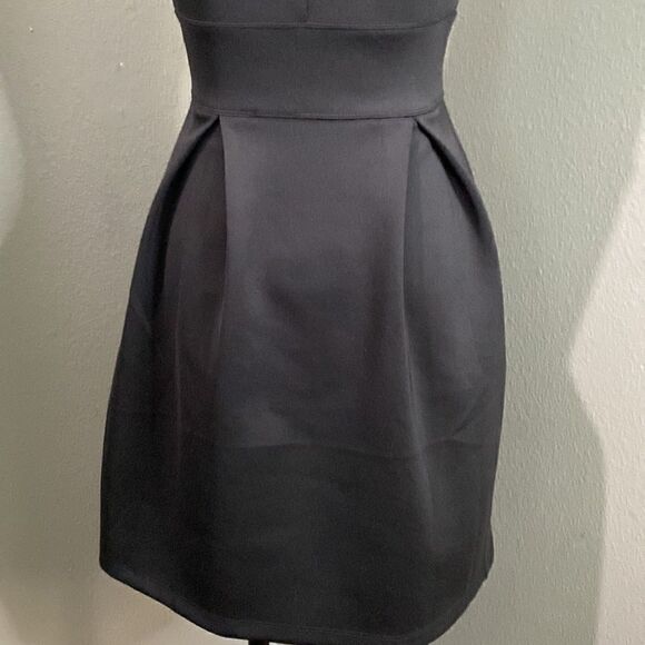 Sweet Storm Black Sleeveless Mini Flair Dress Sheer Front - Picture 7 of 10